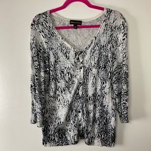 Dana Buchman Grey Speckled Cardigan Size Large